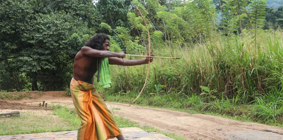 Gunabandilaaththo guides visitors on hiking tours and demonstrates Vedda hunting skills (Credit: Zinara Rathnayake)